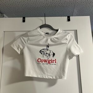 White cowgirl baby tee